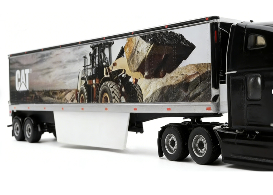 1:50 DM Peterbilt 579 Ultra Loft Tractor with Cat Mural Trailer Diecast Model
