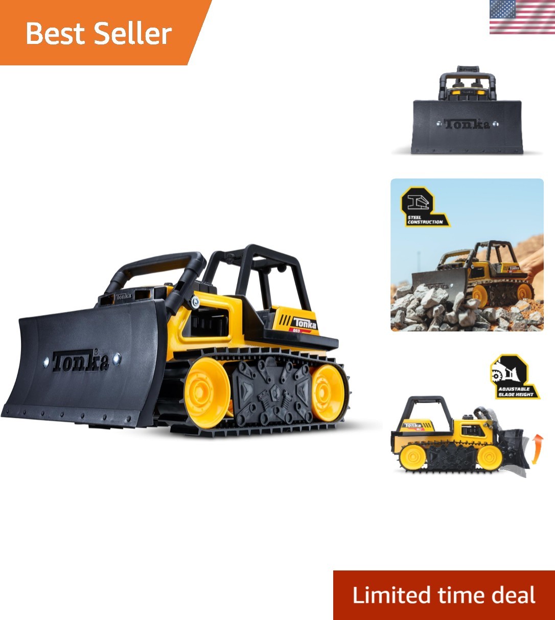 Sturdy Yellow Bulldozer Construction Truck – Toy for Creative Kids Ages 3 and Up