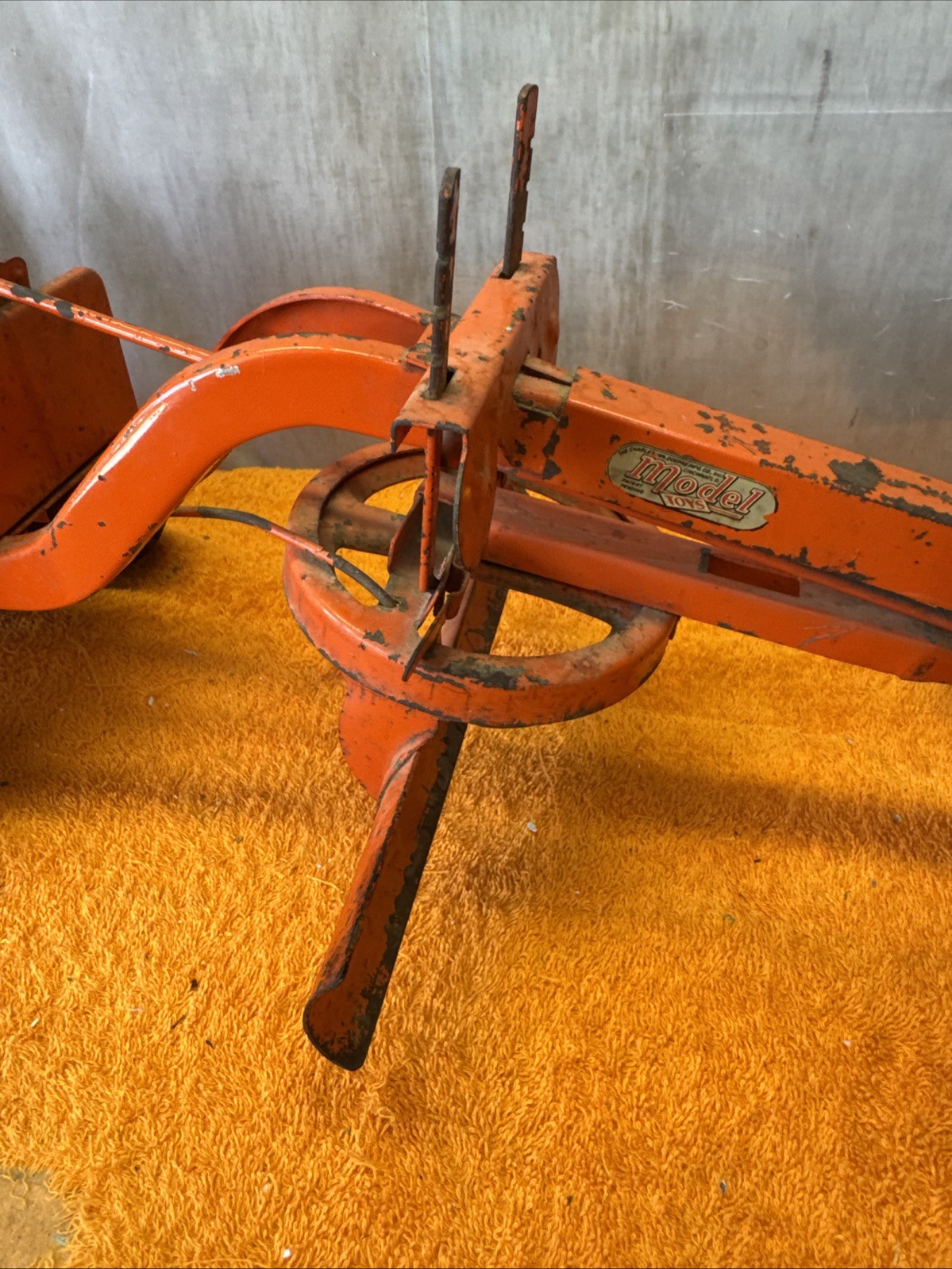 DN•Vintage 1949 DOEPKE Adams Motor Road Grader Pressed Steel Model Diesel Orange