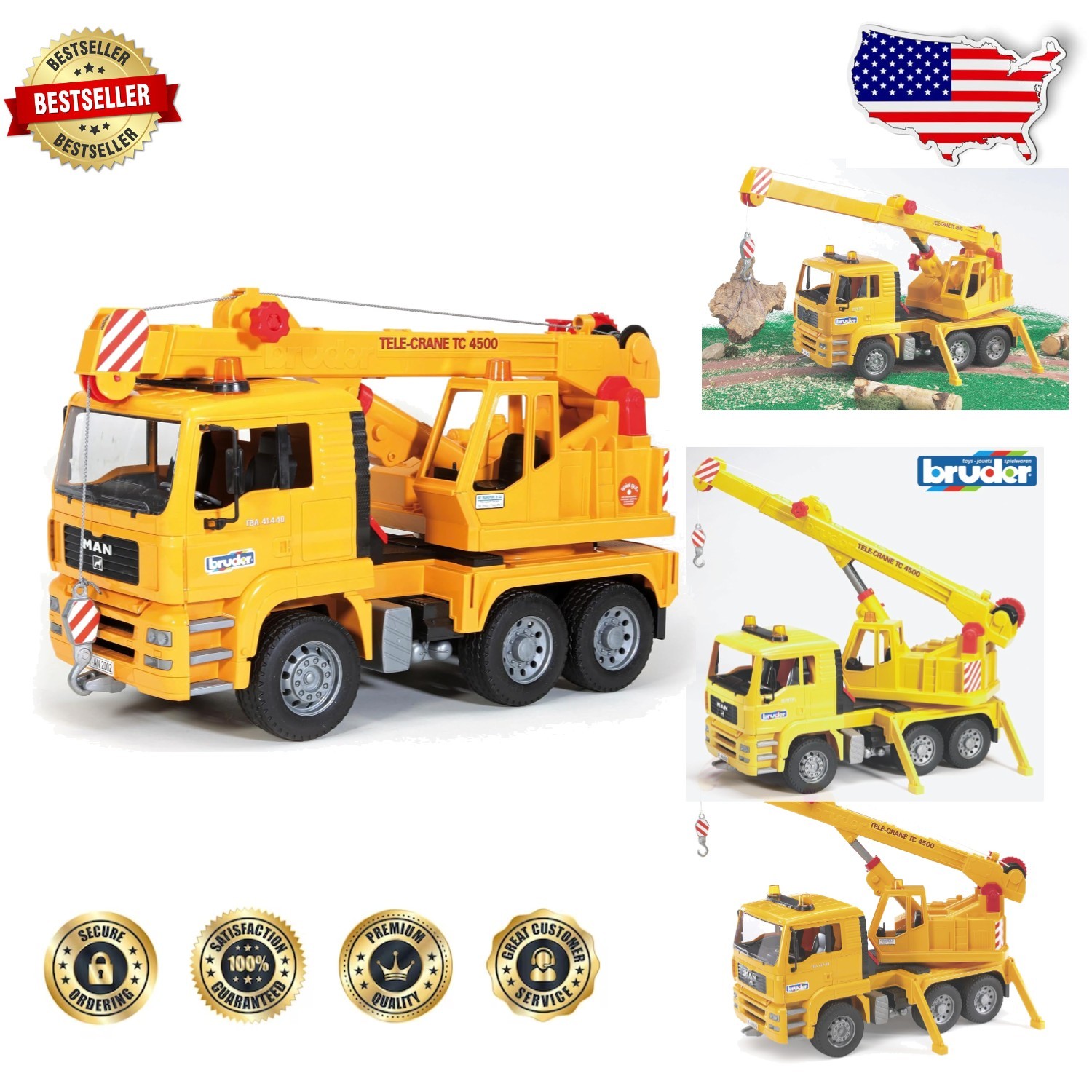 MAN TGA Crane Truck Toy – Realistic Details, Extendable Boom, Working Winch, …