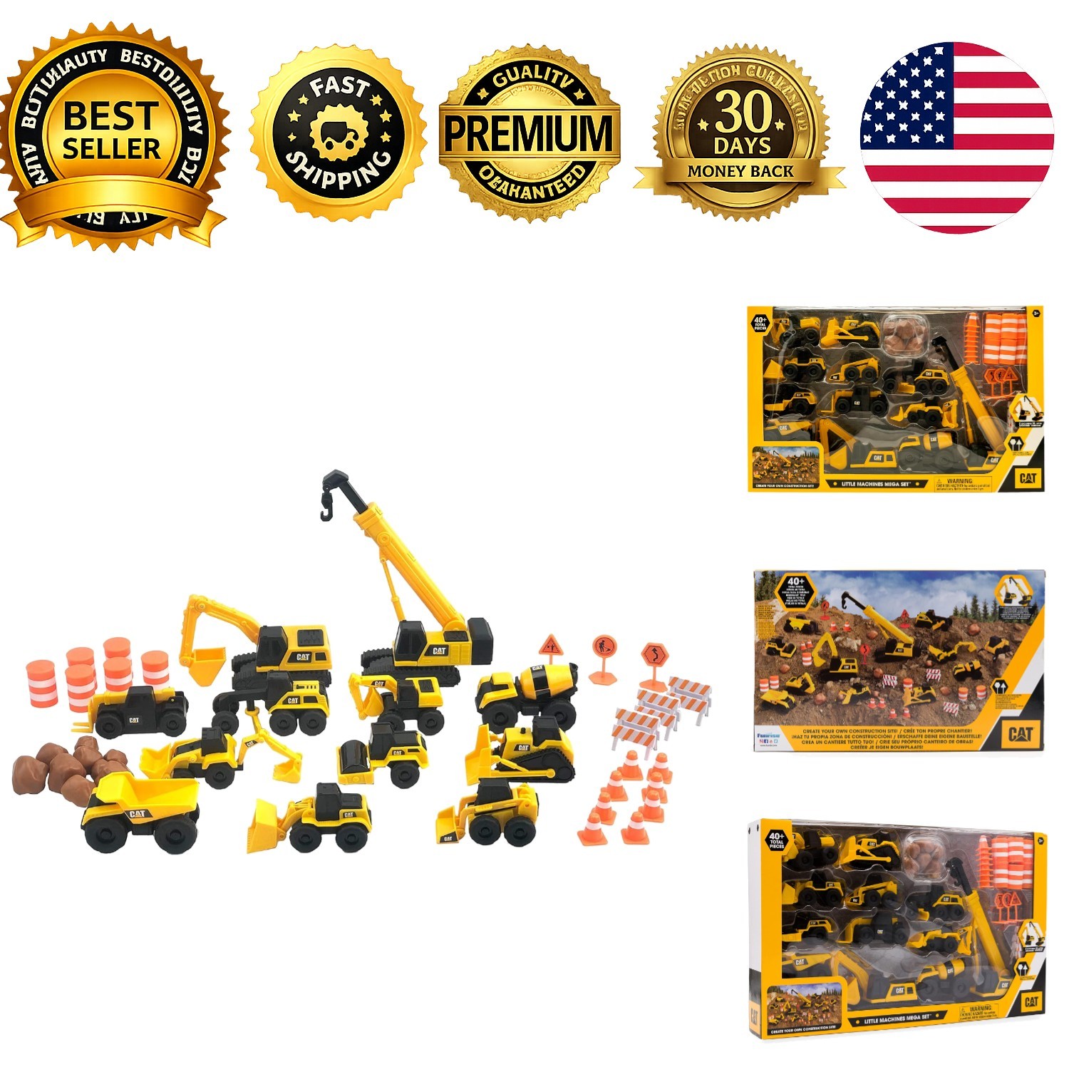CAT Construction Toys Little Machines Mega Set 40+ Pieces XL Crane Excavator 10