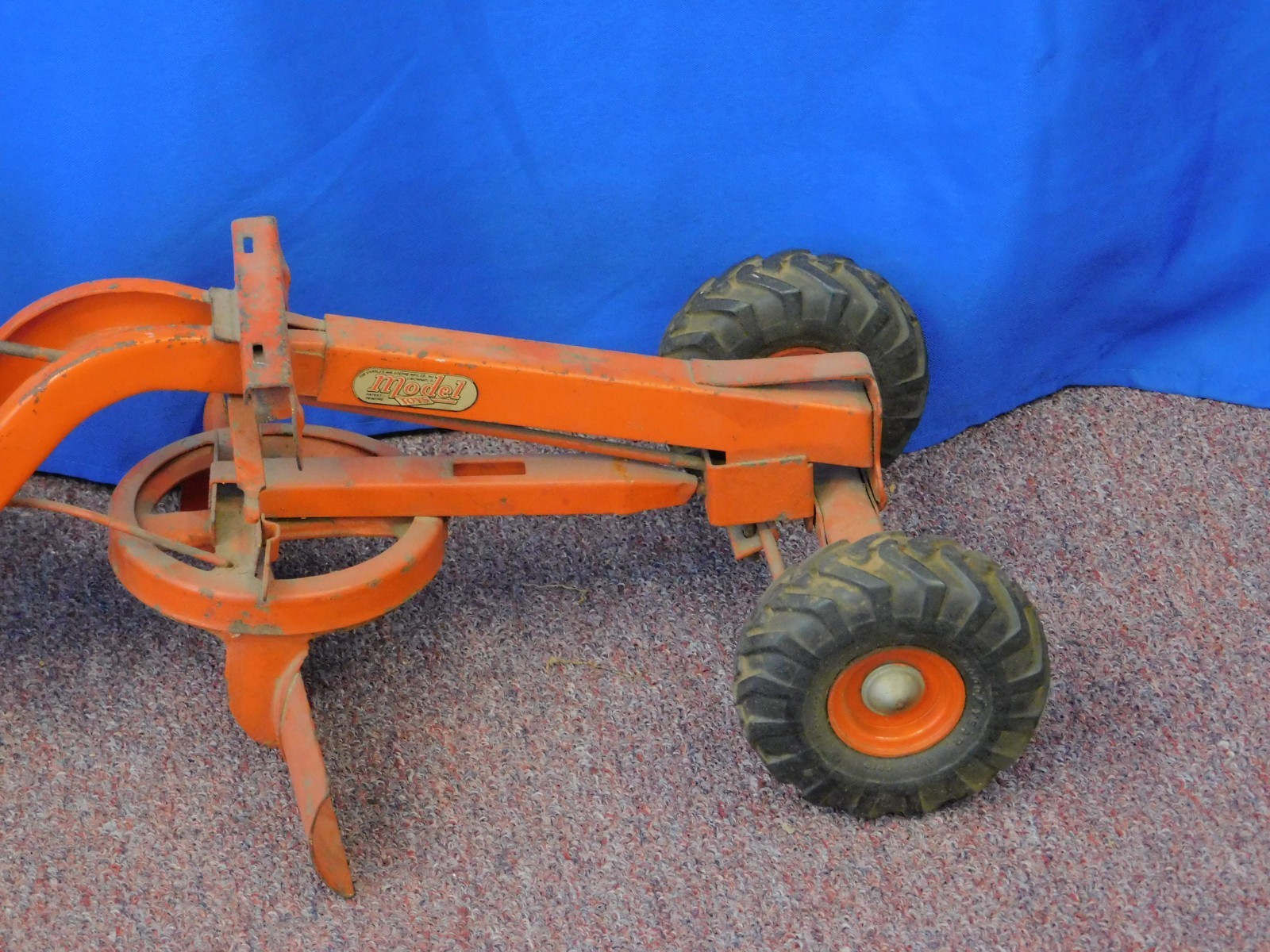 Vintage Doepke Pressed Steel Orange Road Grader Heavy Equipment