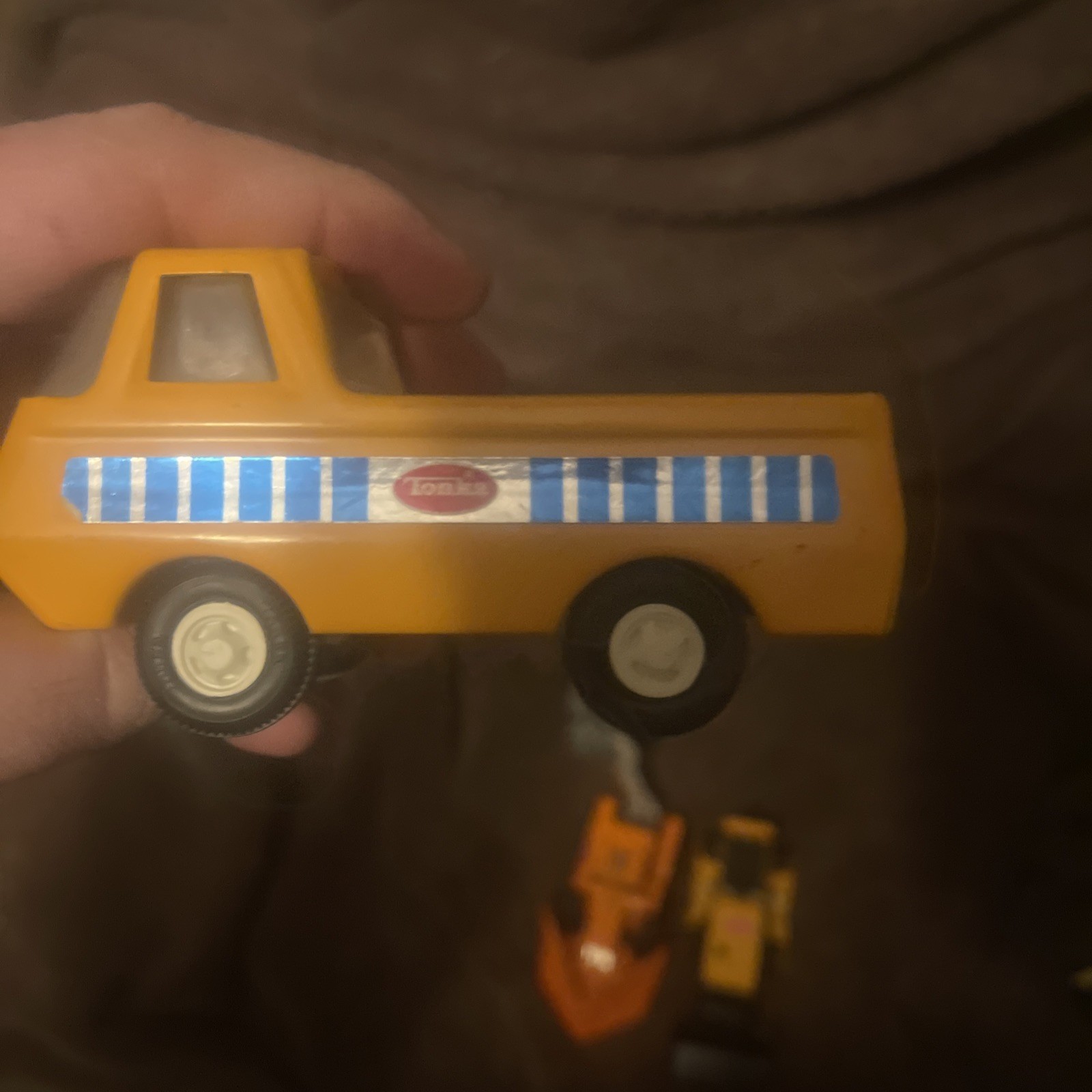 2 Tonka & Matchbox Collectible Toys (1970s): Excavator-Front Loader-Pick Up