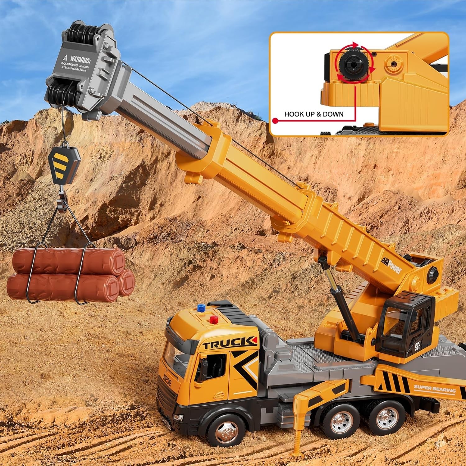 Crane Truck Toys Construction Vehicle Set 29 in Alloy Crane Arm Lights Sounds