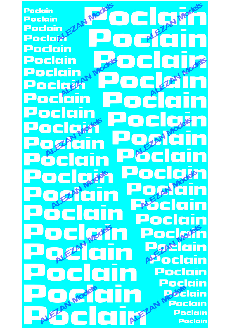 ALEZAN MODELS . DECALS . POCLAIN . WHITE . 1/32 . 50 . 64 . 87 .