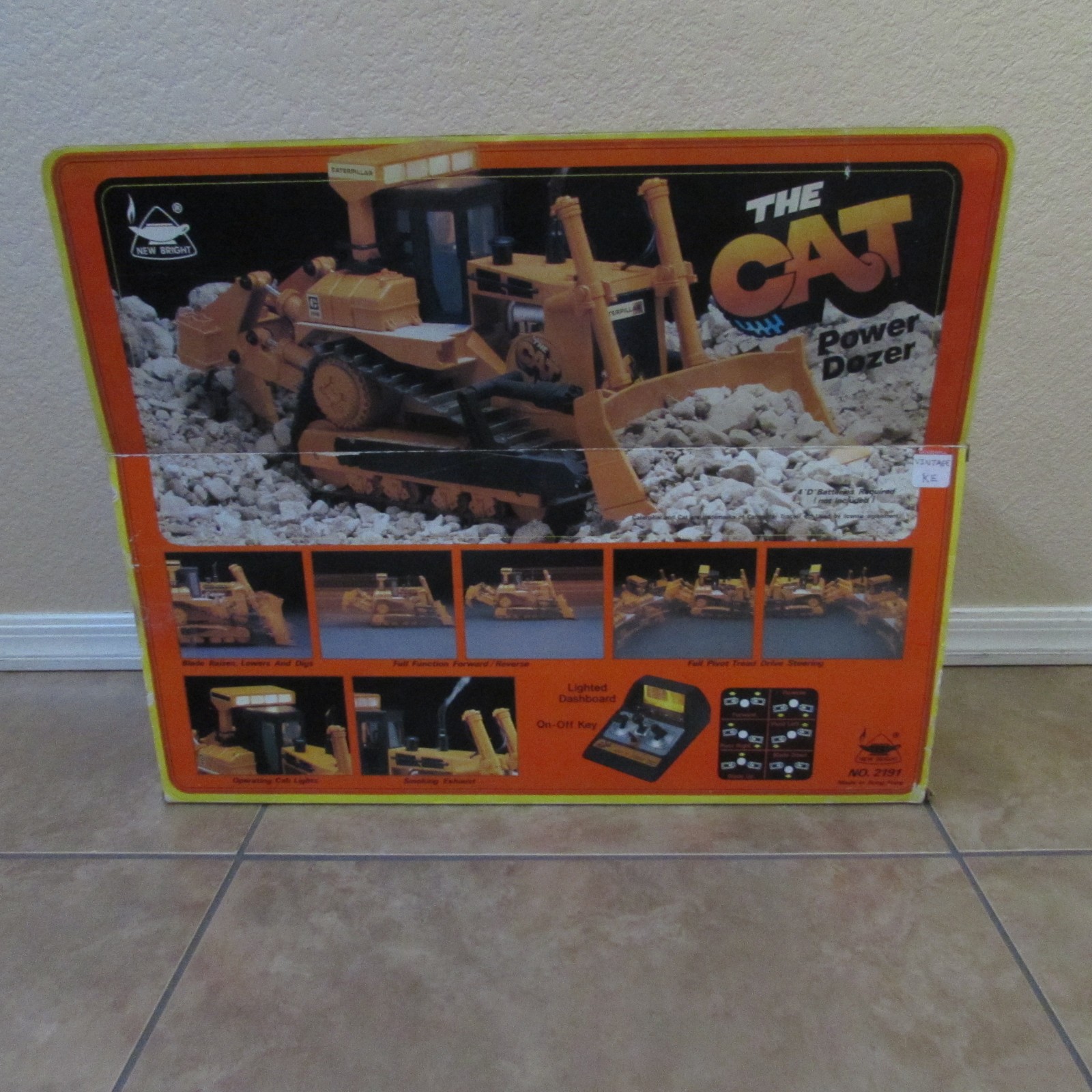 Vintage CAT Power Dozer RC Bulldozer Tested Working Smoke w/ Box & Batteries