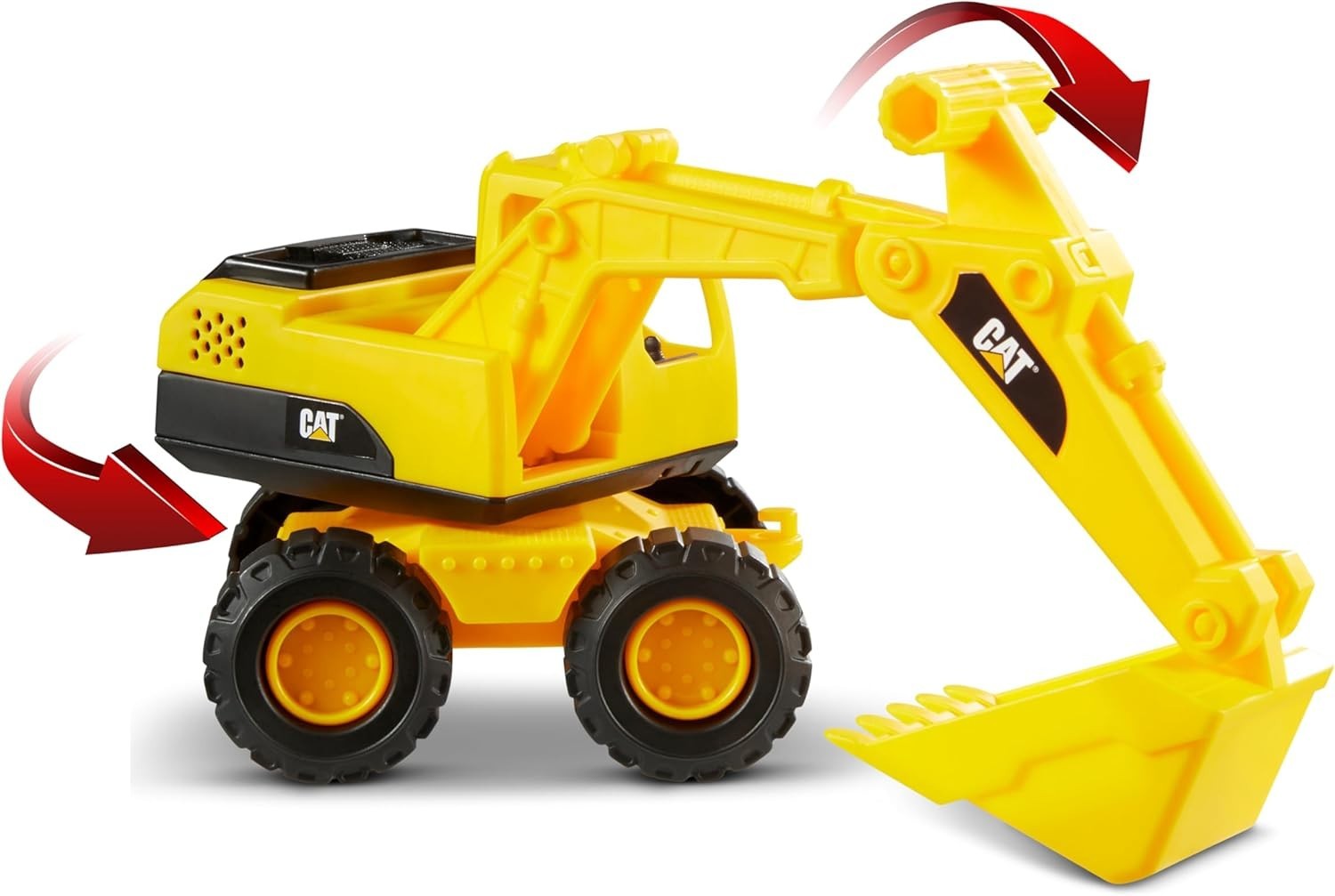 Durable 10” Cat Excavator Toy – Working Boom & Free-Rolling Wheels for Toddlers
