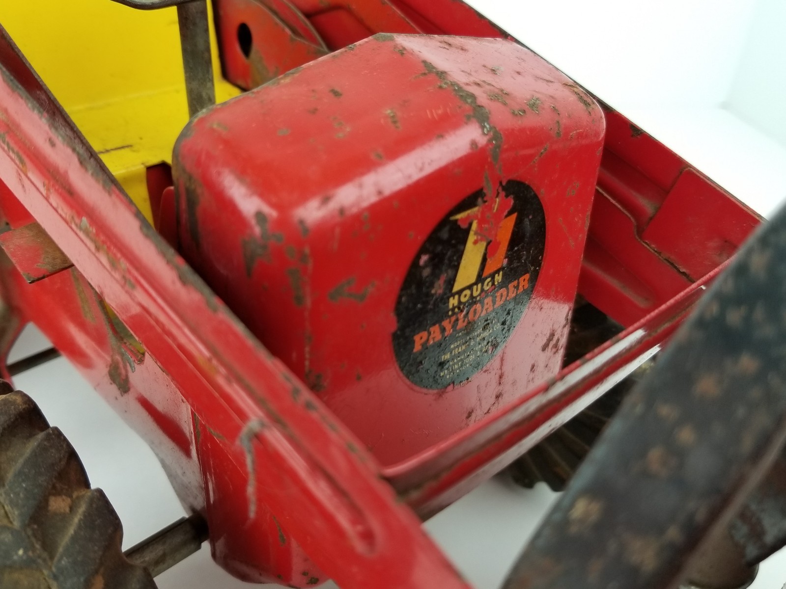 Vintage Nylint Red Pressed Steel Hough Payloader Front End Loader Tractor Toy