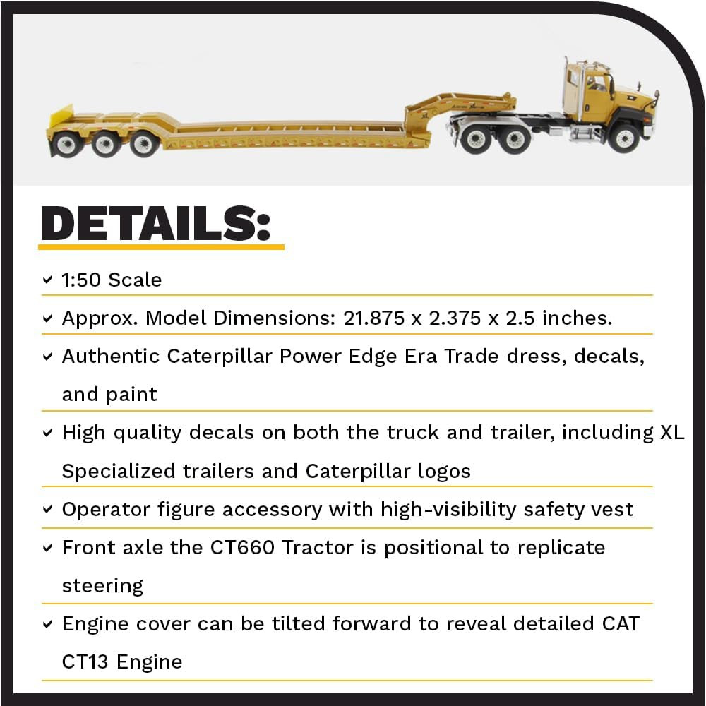 Diecast Masters 1:50 Scale Caterpillar CT660 Day Cab Tractor & XL120 Lowboy Trai