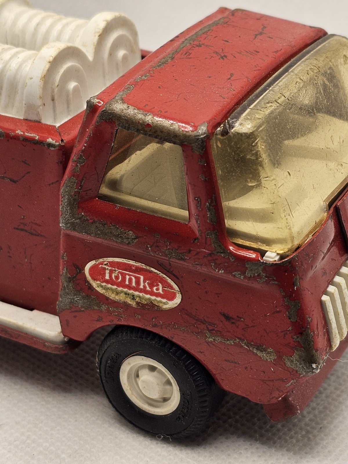 Vintage 1970s Tonka Mini Fire Engine Truck 5 3/4″ Long Pressed Steel Good