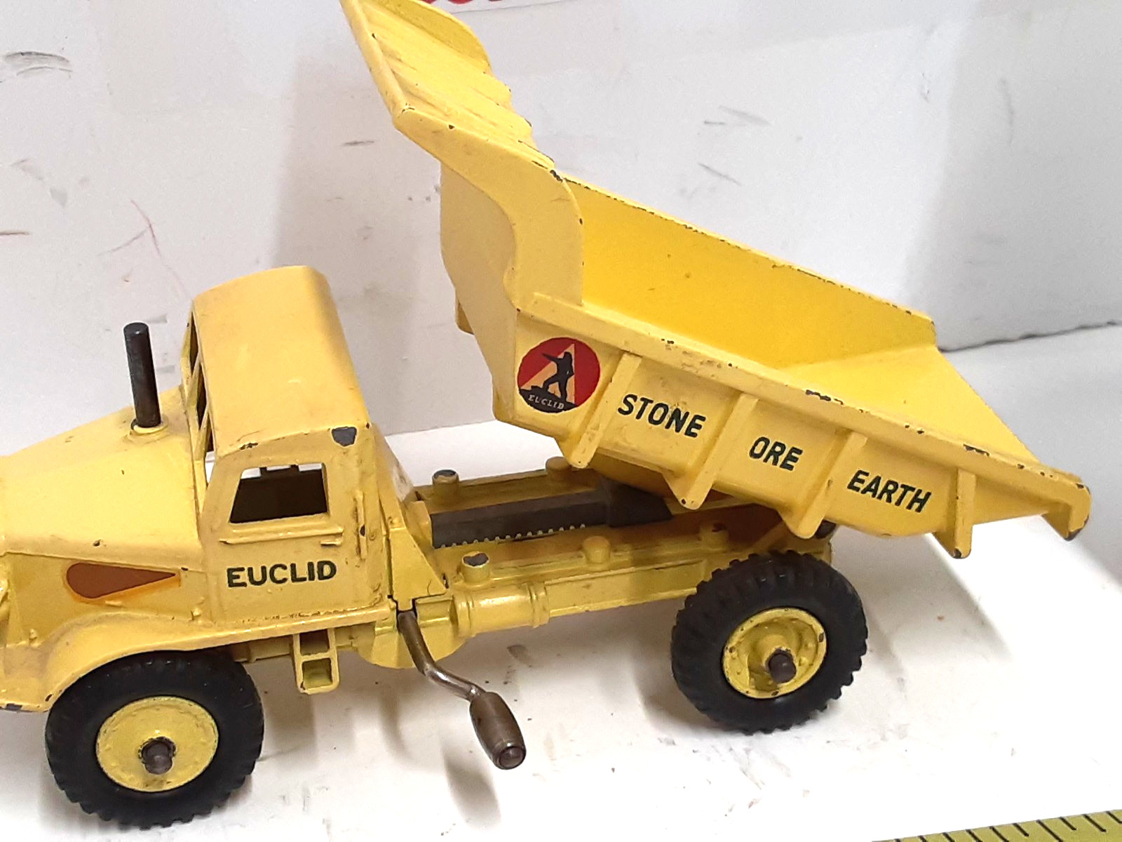 Vintage~Dinky Super Toys Euclid Dump Truck # 965~5-3/4″ Long, 1959-1961