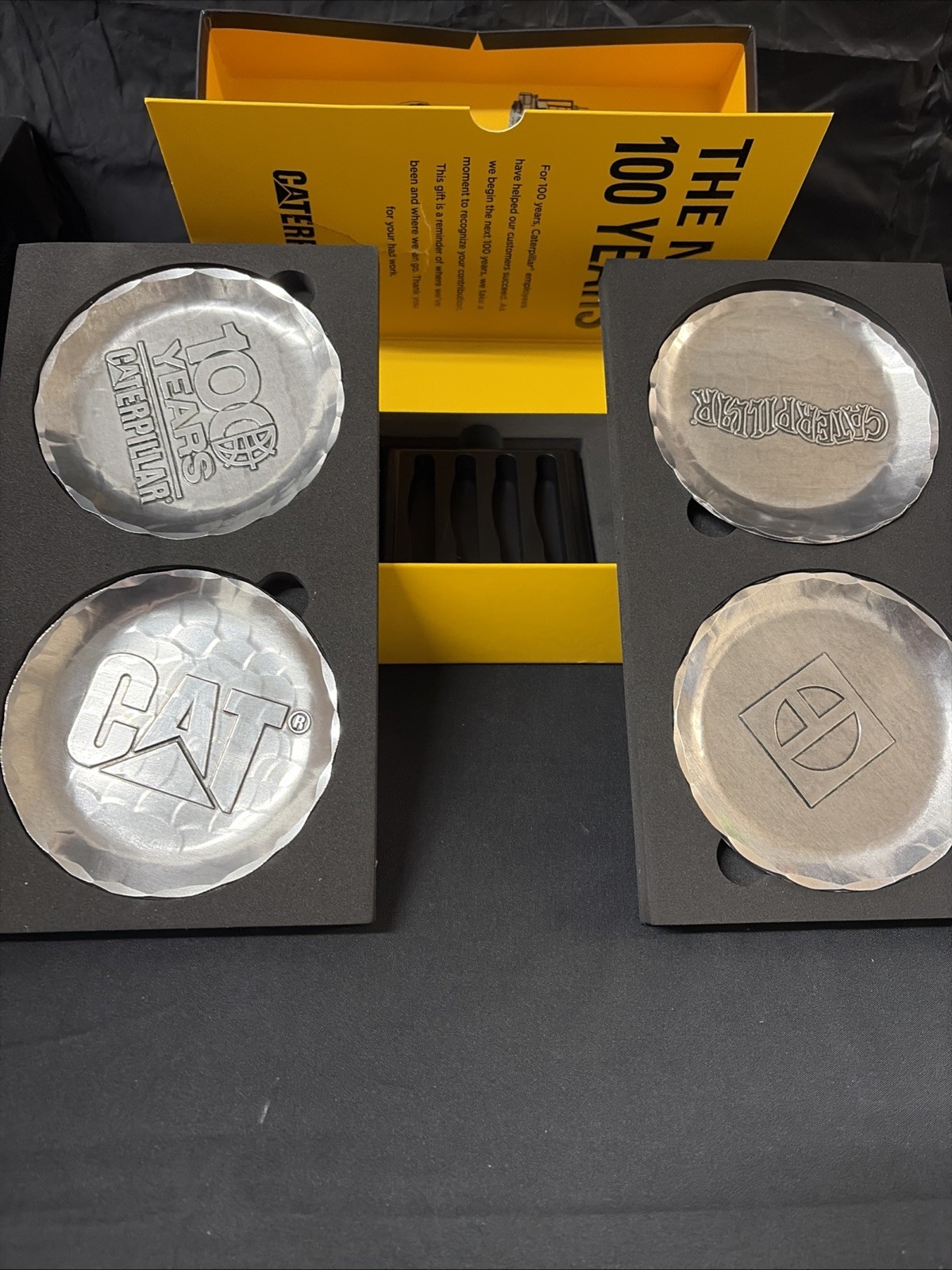 Caterpillar 100 Years Centennial Coasters Set 4pcs