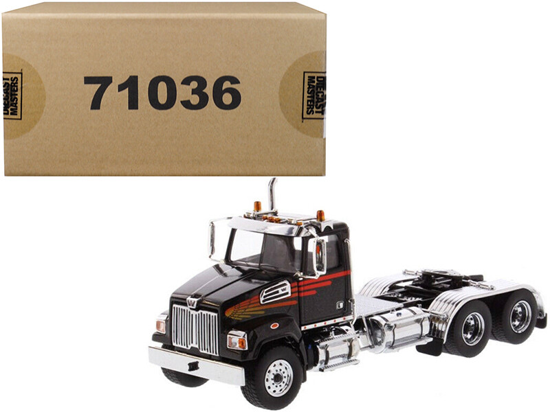 Western Star 4700 SF Tandem Day Cab Tractor Metallic Black 1/50 Diecast Model by