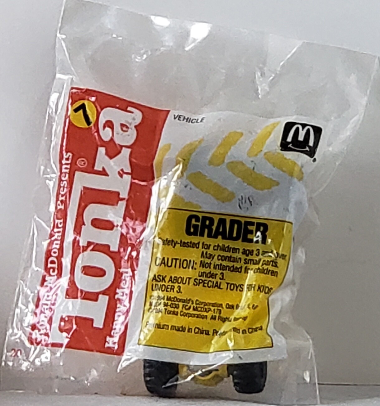 MIP McD McDonald’s TONKA 1994 GRADER #7 Diecast TOY Yellow 4″