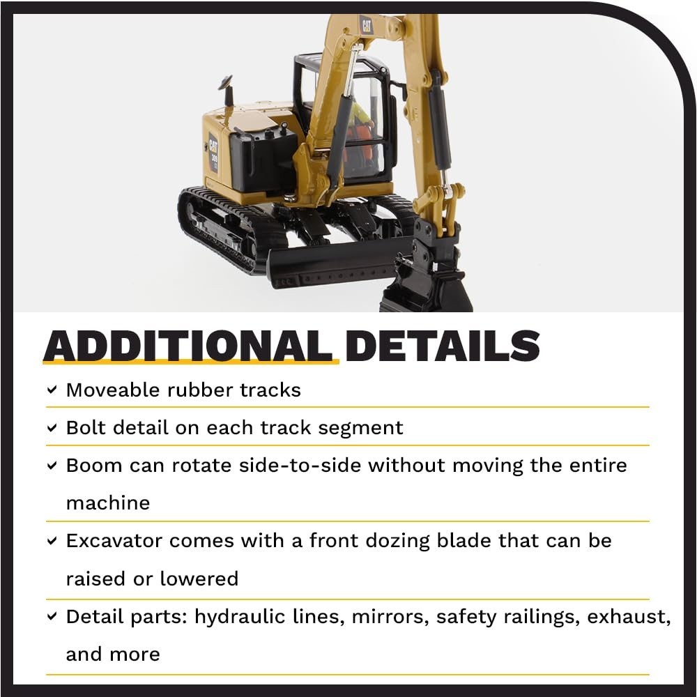 Mini Hydraulic Excavator 1/50 Diecast Model – CAT 309 CR, Work Tools, High Line
