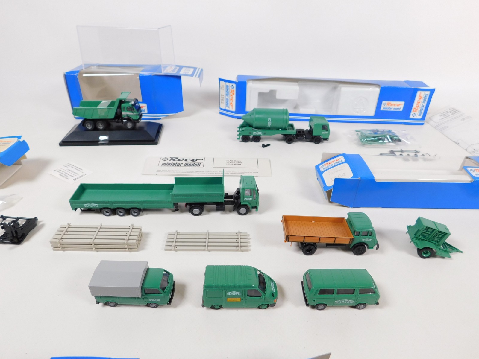 Roco 1:87 H0 7x Black Tipper Trucks 1534 1550 VW Ford Volvo Steyr MB