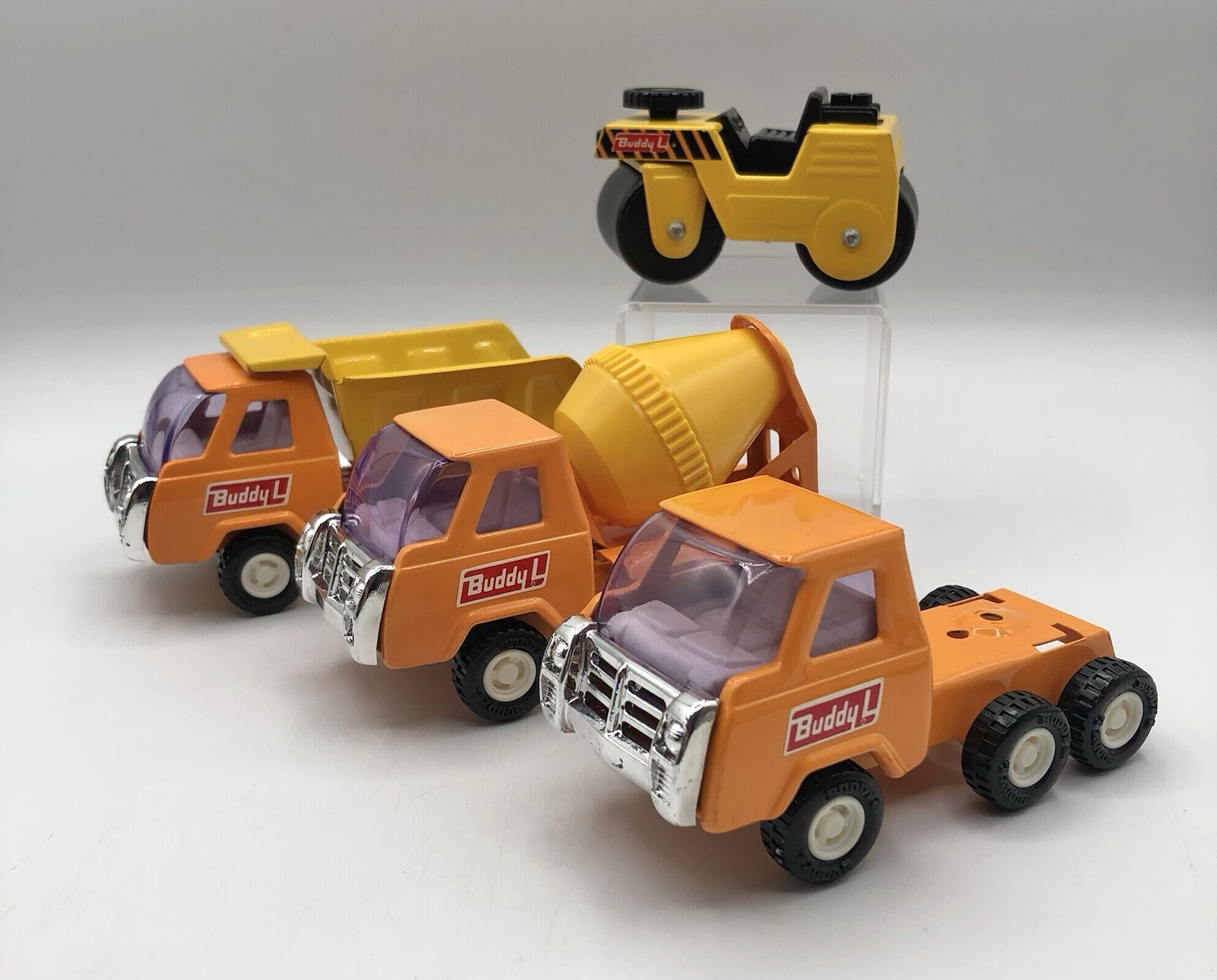 1970’s Buddy L Pressed Steel 4pc Construction Vehicle Set/ Pristine /b