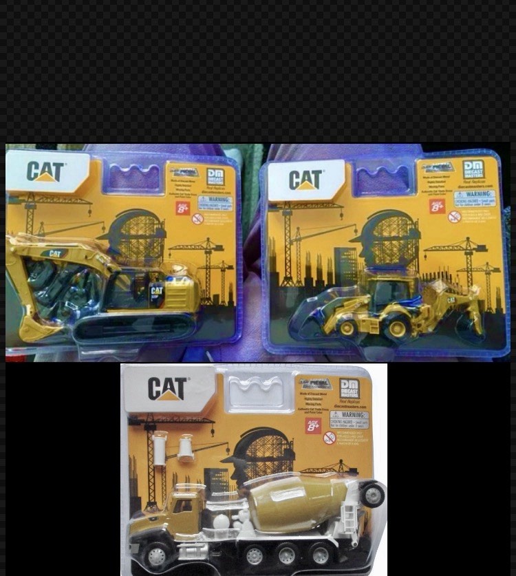 Set 3 CAT Excavator Truck Backhoe 1:64 Diecast Metal Construction Series Age 8+