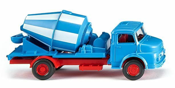 Wiking 053202 Scale HO Cement Mixer Truck Mercedes Benz White/Light Blue 1969-71