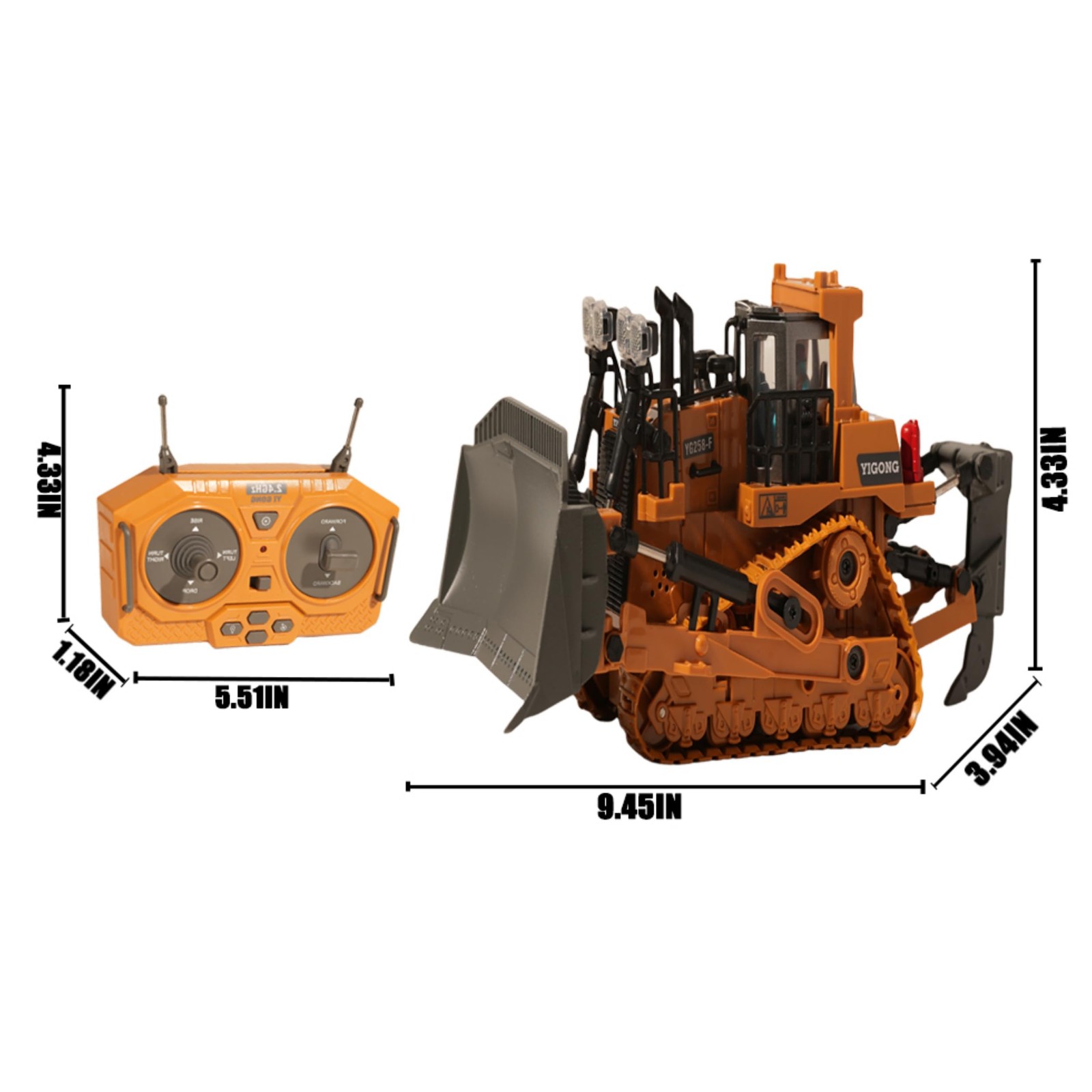 OrgaNatureQueen 9-Channel RC Bulldozer with Lights and Sound,Construction Rem…