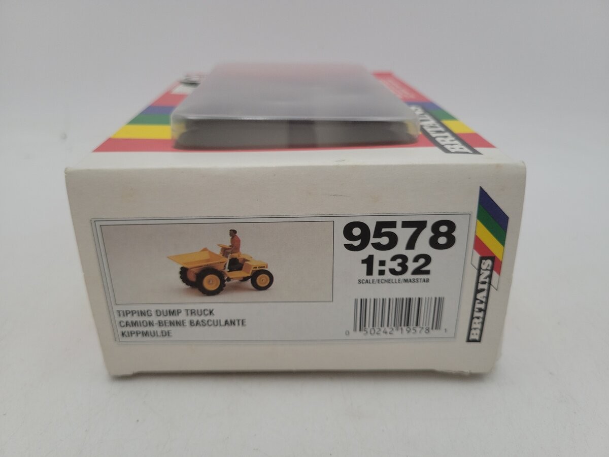 W. Britain 9578 1:32 Scale Yellow Tipping Dump Truck 2B1500 Tipper Skip W/Driver