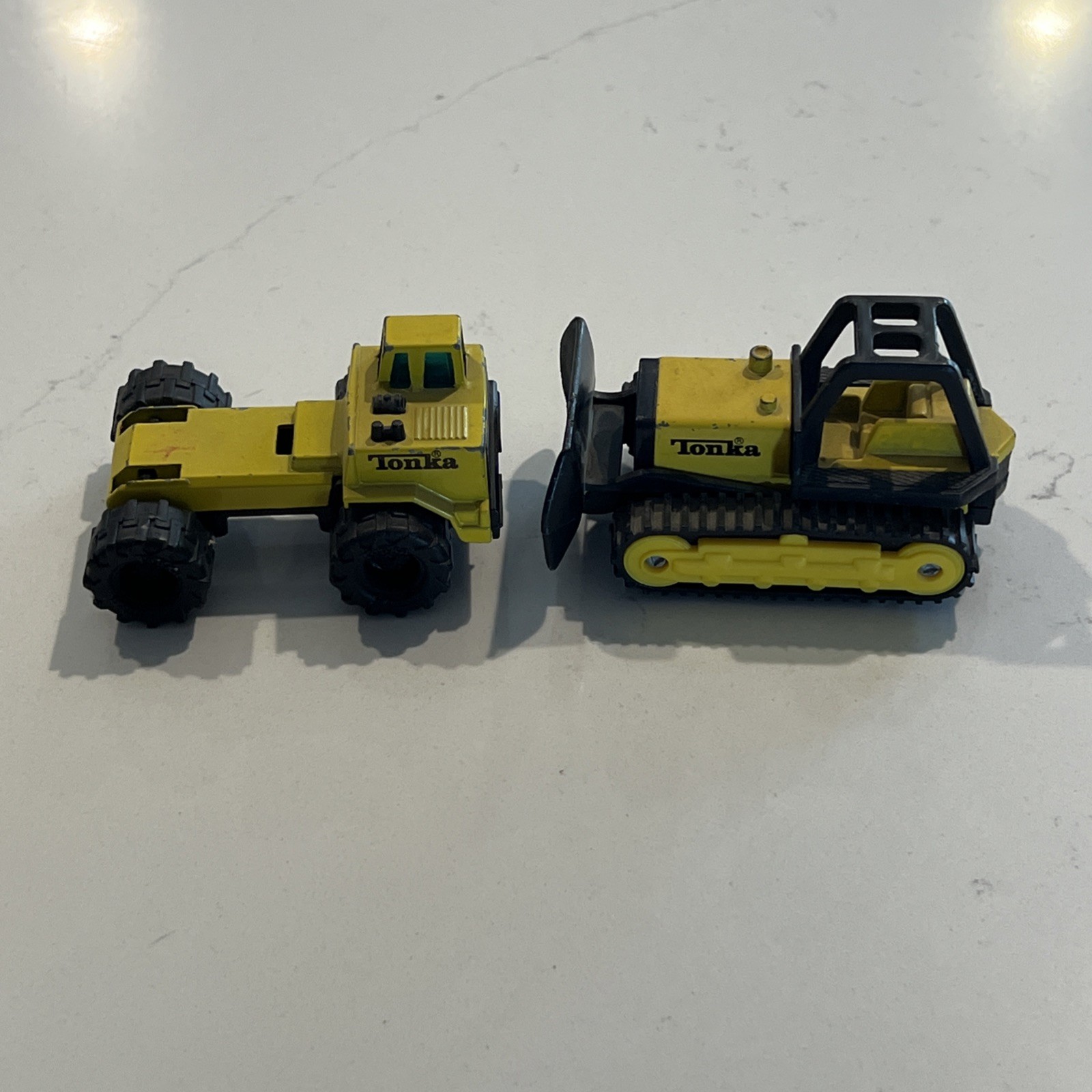 Vtg 90s Tonka Bull Dozer Roller Dump Truck Diecast Plastic Construction 3”