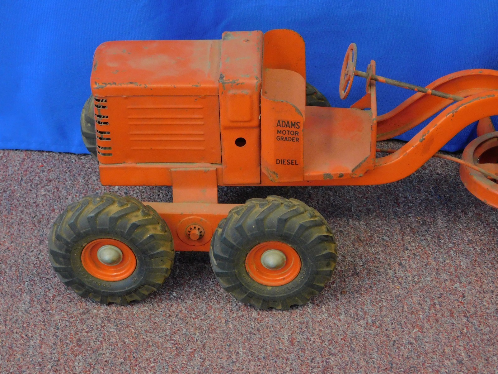 Vintage Doepke Pressed Steel Orange Road Grader Heavy Equipment