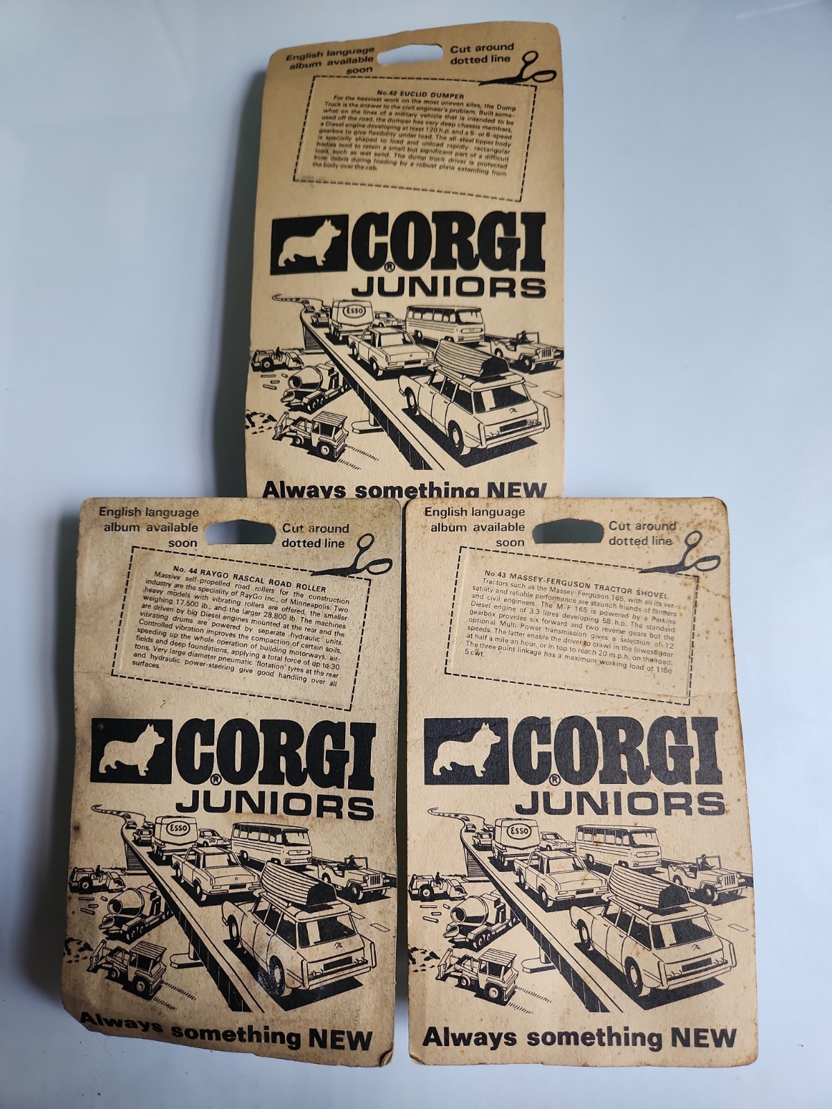 Vintage Diecast Corgi Juniors #42 #43 #44 Lot of 3 in Packs Great Britain