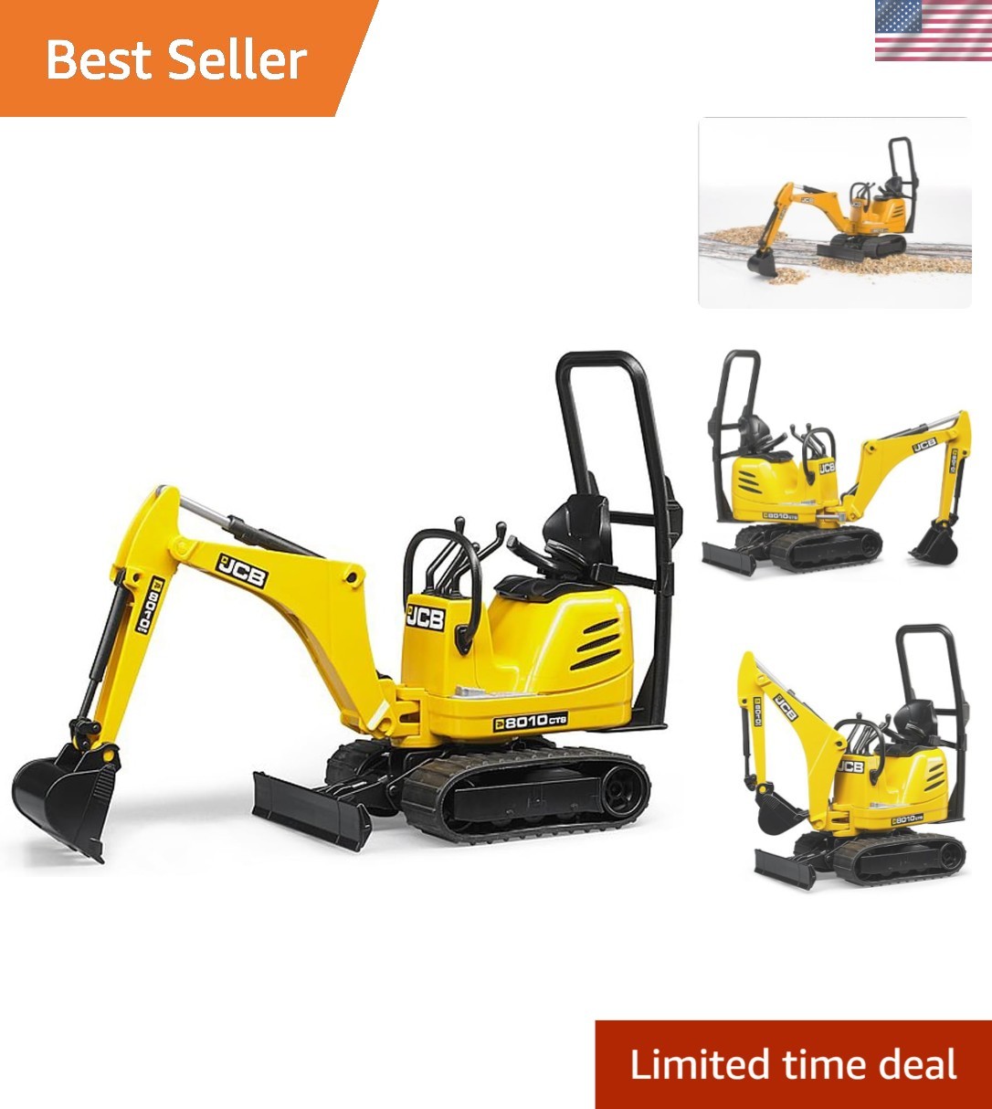Authentic 1:16 JCB Micro Excavator 8010 CTS – Functional & Durable Kids Toy