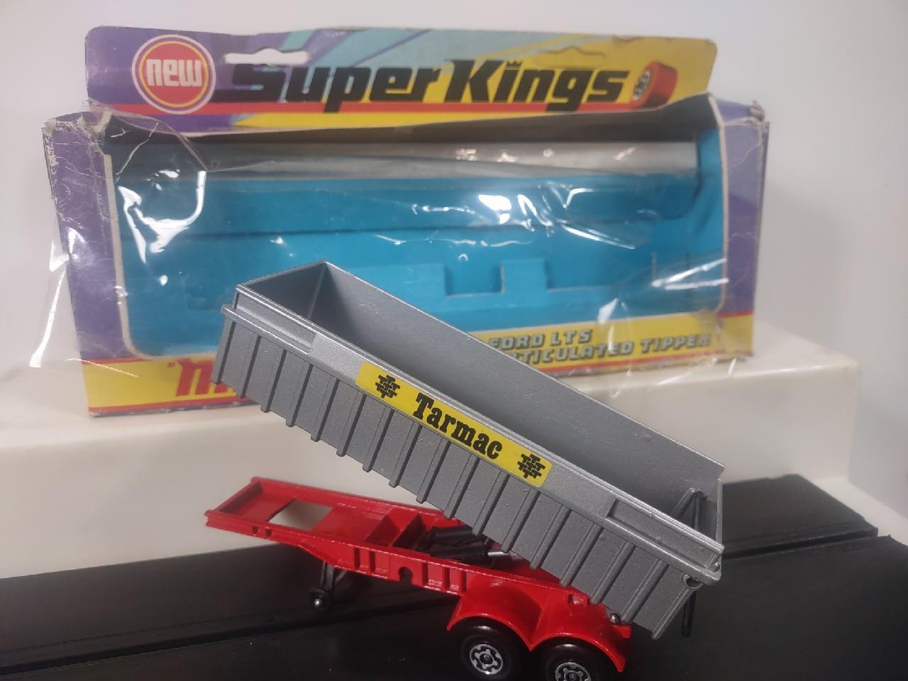 Lesney Matchbox Super Kings K-18 Articulated Tipper Tarmac wBox Superfast Wheels