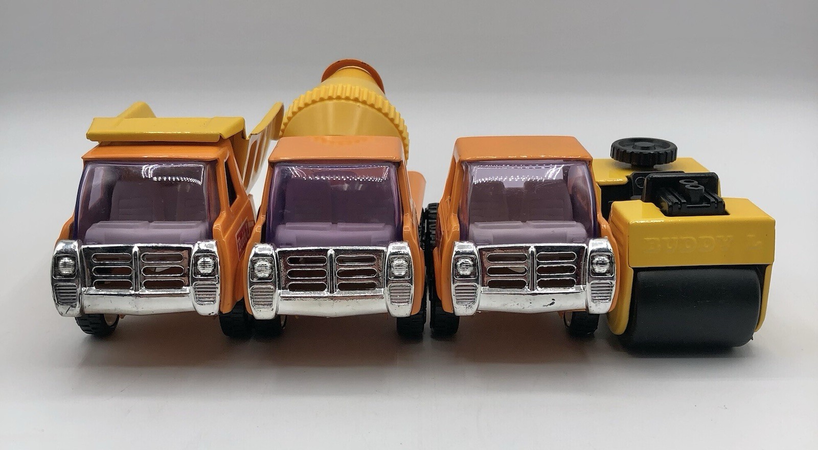 1970’s Buddy L Pressed Steel 4pc Construction Vehicle Set/ Pristine /b