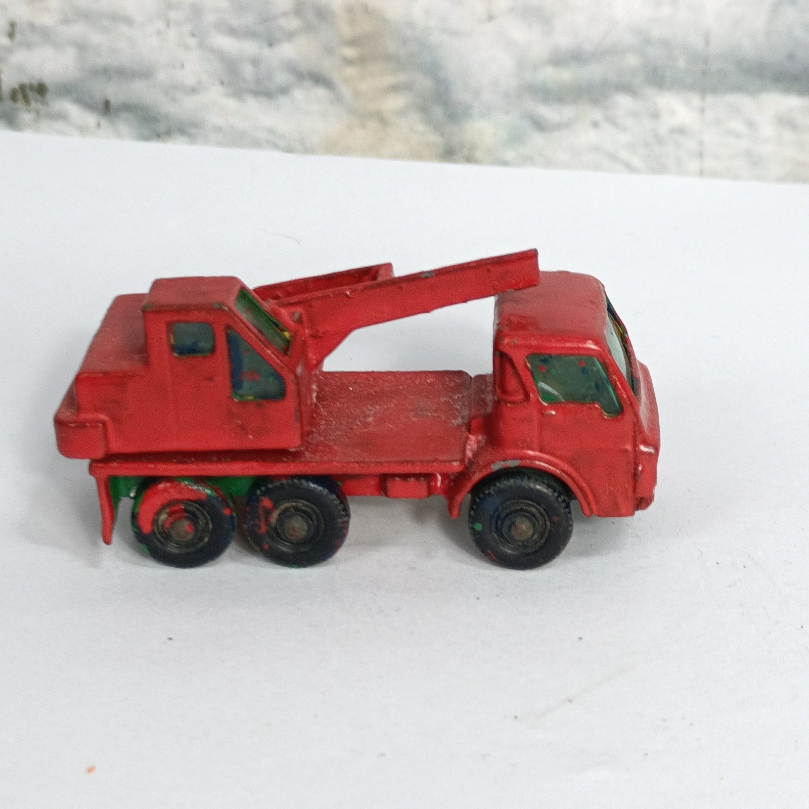 Vintage Diecast Crane Truck Red Dodge Cab Style Toy Vehicle Repainted ed