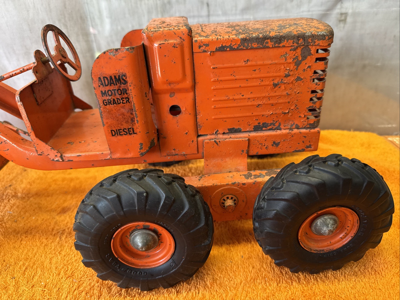 DN•Vintage 1949 DOEPKE Adams Motor Road Grader Pressed Steel Model Diesel Orange