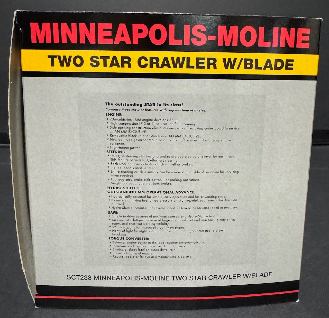 Minneapolis-Moline SCT 233 Highly Detailed Two Star Crawler with Blade