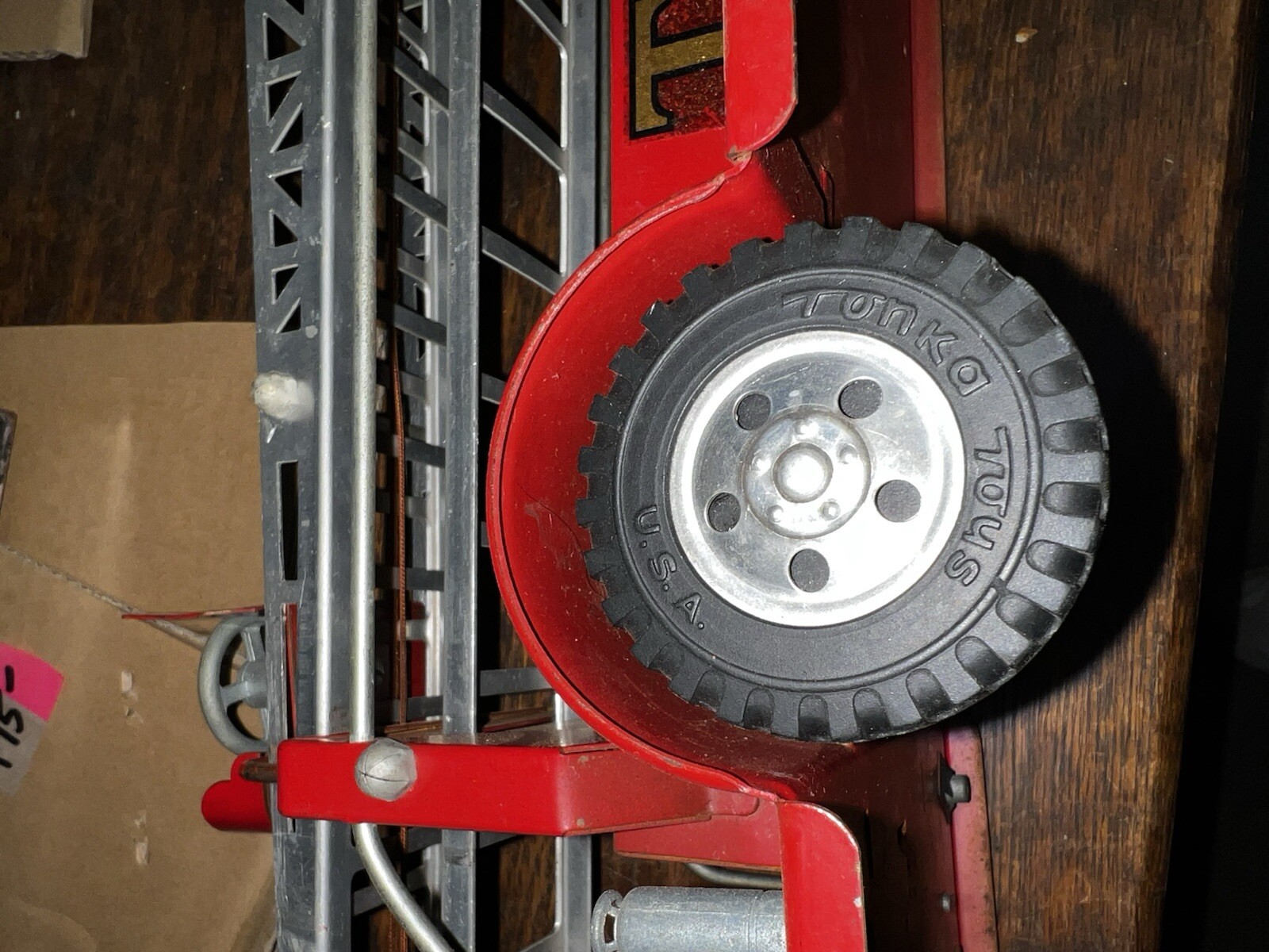 Vintage 1957 Tonka Aerial Ladder Fire Truck 33” #48 in catalog presents well