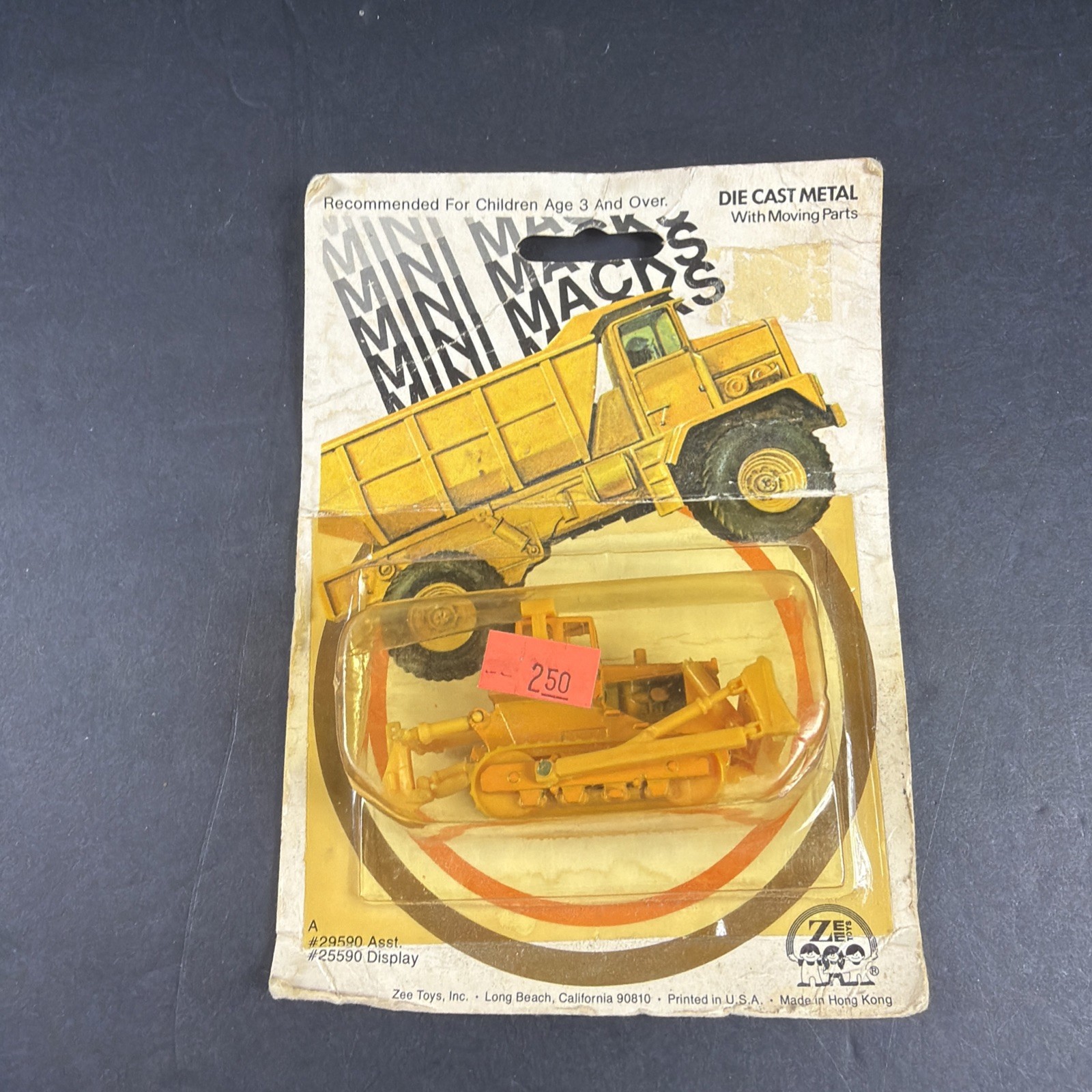Zee Toys Mini Macks Track-Type Loader, Yellow. Sealed Package, 1981