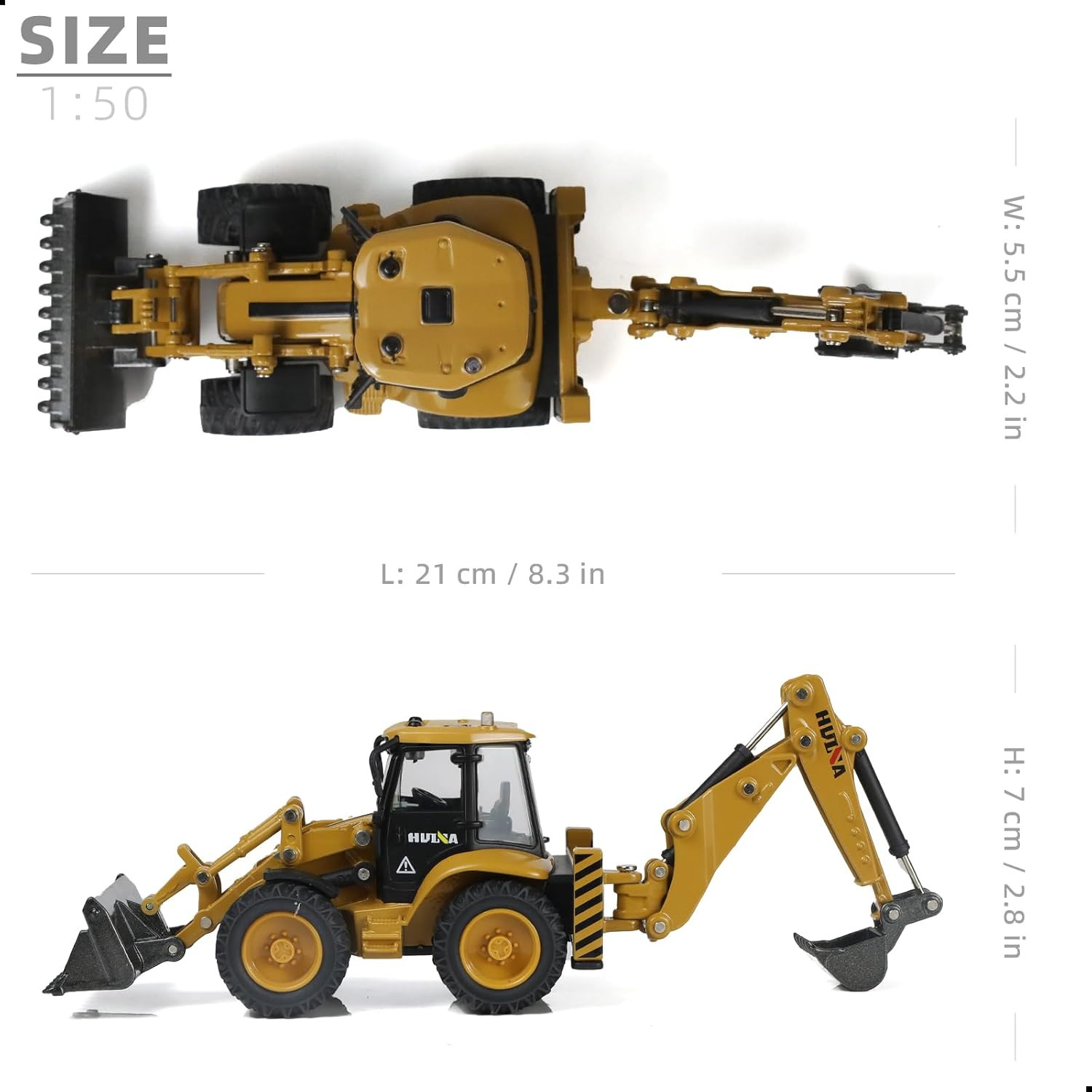Excavator Backhoe Toys, 1/50 Metal Die-Cast Excavator Front Loader Bulldozer Con