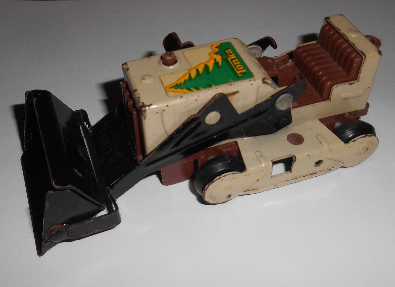 Vintage Tonka Bulldozer Mini Front End Loader – Beige + Black RARE