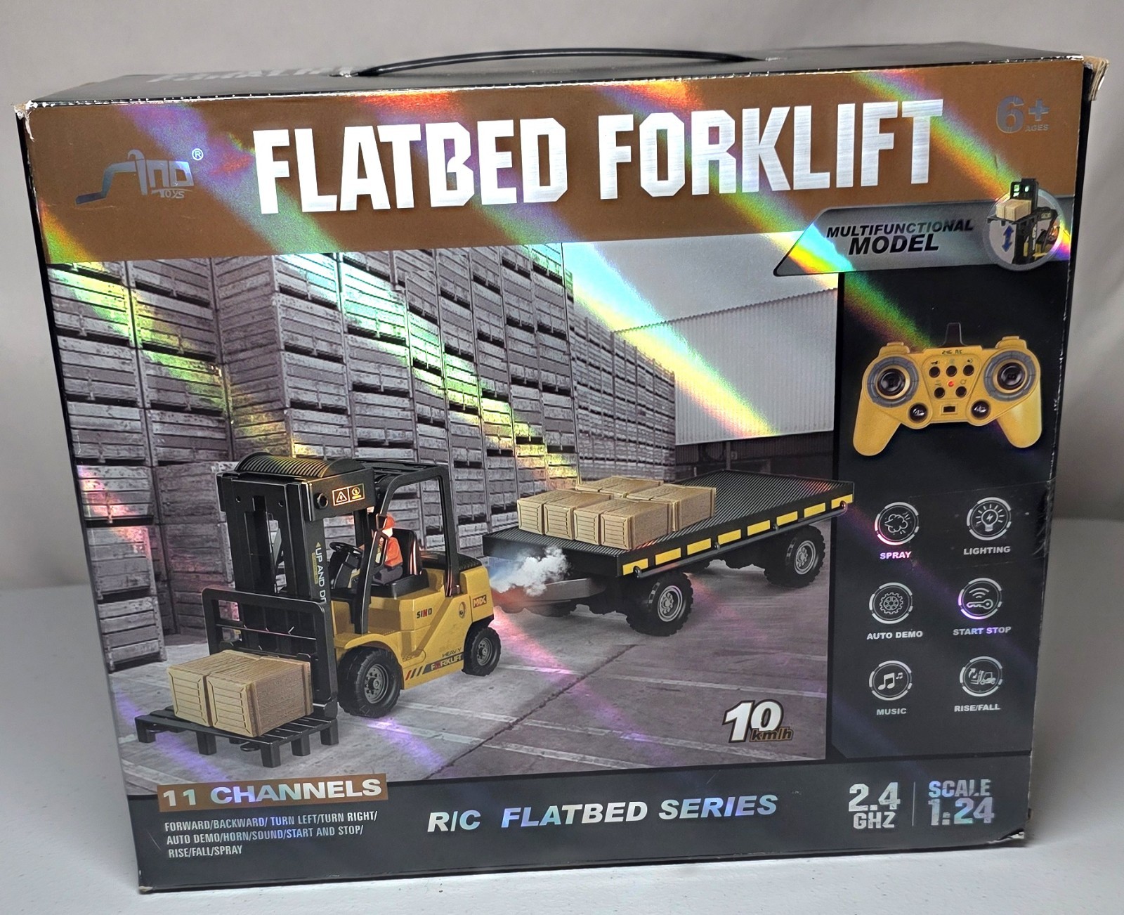 Remote Control Multifunctional Flatbed Forklift 11 Channel Rc Toy 1:24 Scale
