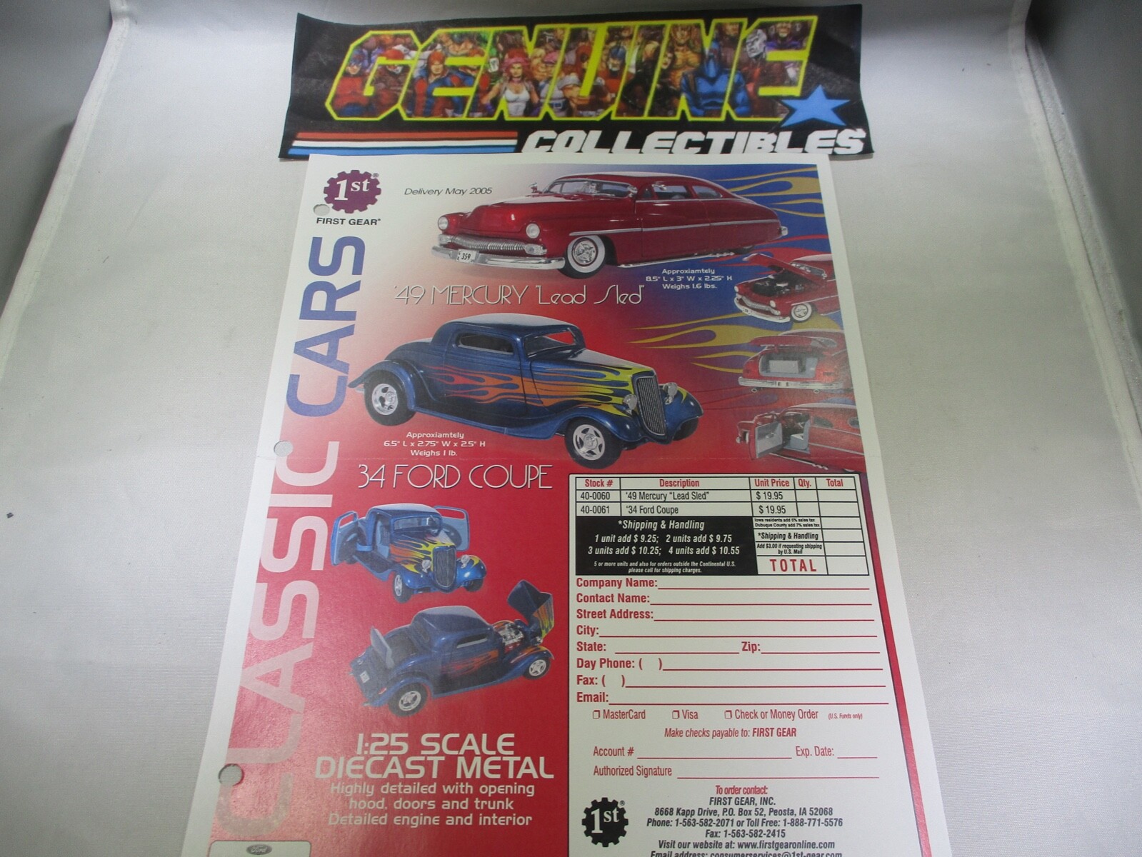 First Gear CLASSIC CARS MERCURY+FORD Order Form in Color #40-0060 #40-0061