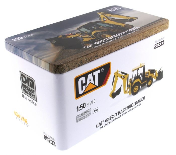 DIECAST MASTERS – CATERPILLAR 420F2 Backhoe with Driver and Metal Box…