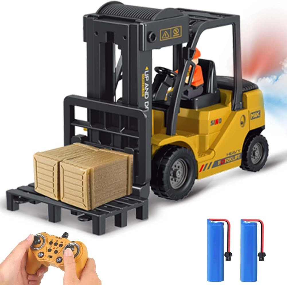 11 Channel RC Forklift – 1:24 Scale Construction Truck Toy, Yellow, 3+ Years