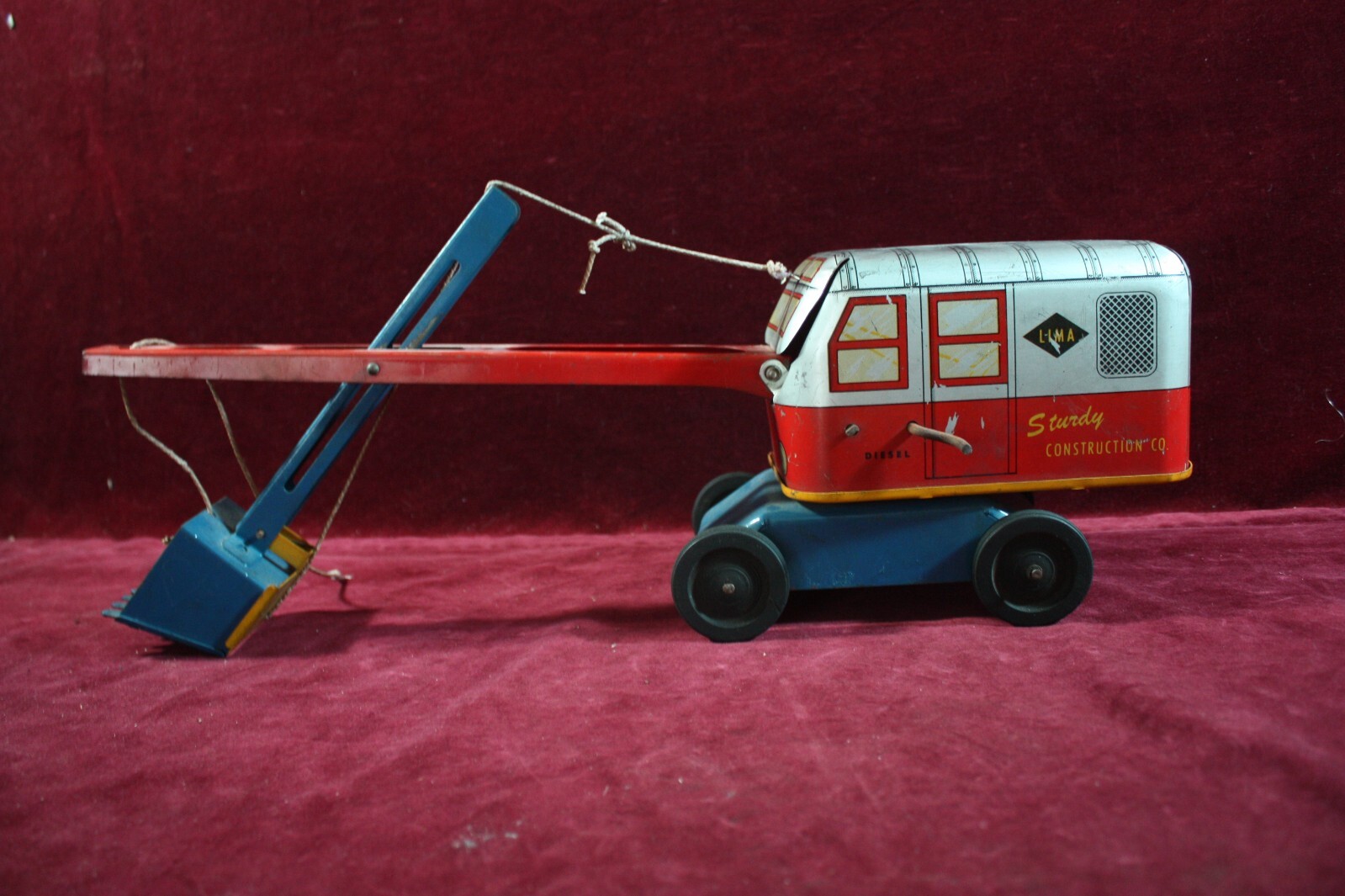 * VINTAGE WYANDOTTE STURDY CONSTRUCTION CO. TIN PRESSED STEEL TOY STEAM SHOVEL *