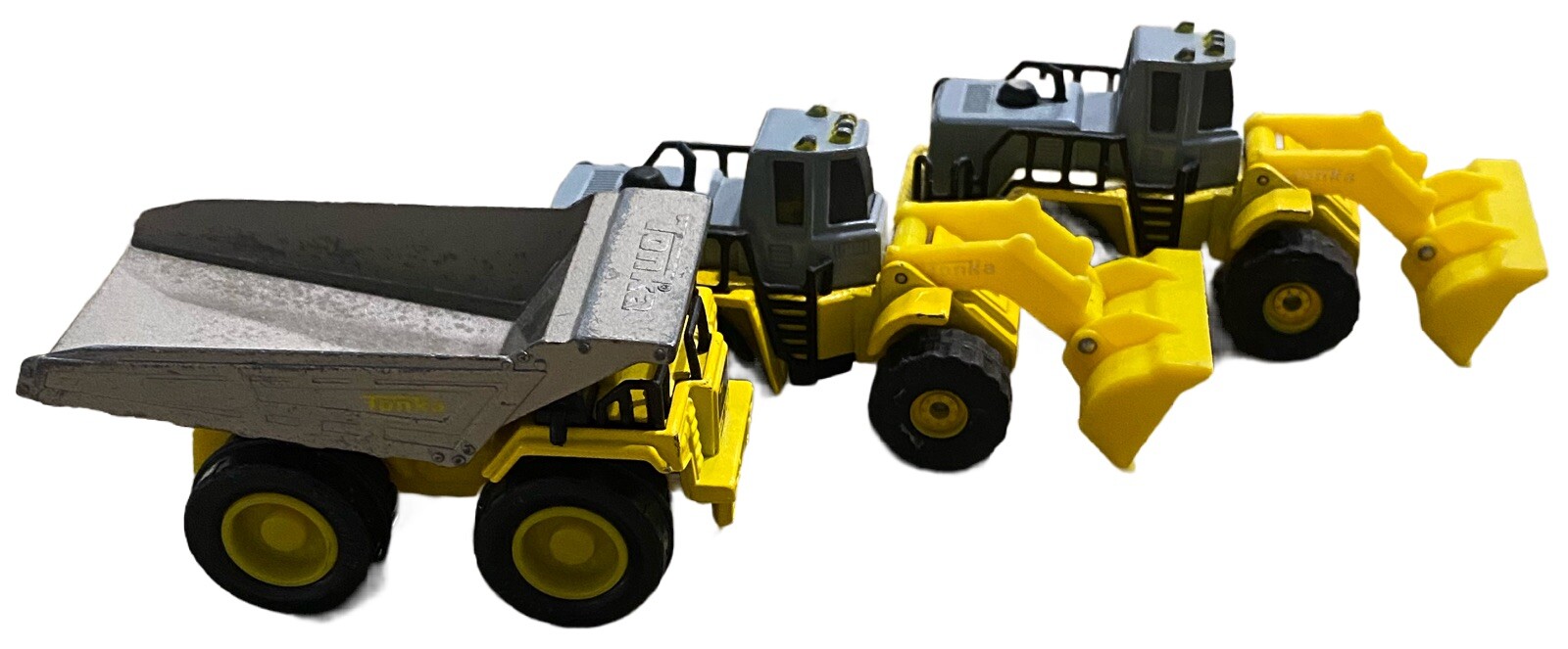 Lot of 3 2- 2012 Tonka Metal Diecast Front End Loaders & Dump Truck
