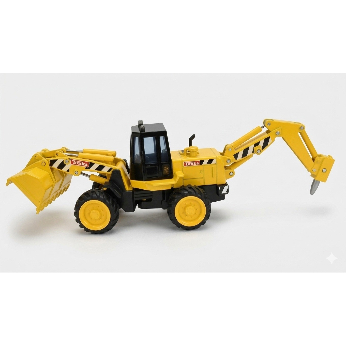 Rare! Tonka Vtg Backhoe Loader Construction Vehicle Yellow Blk Hydraulic Hammer