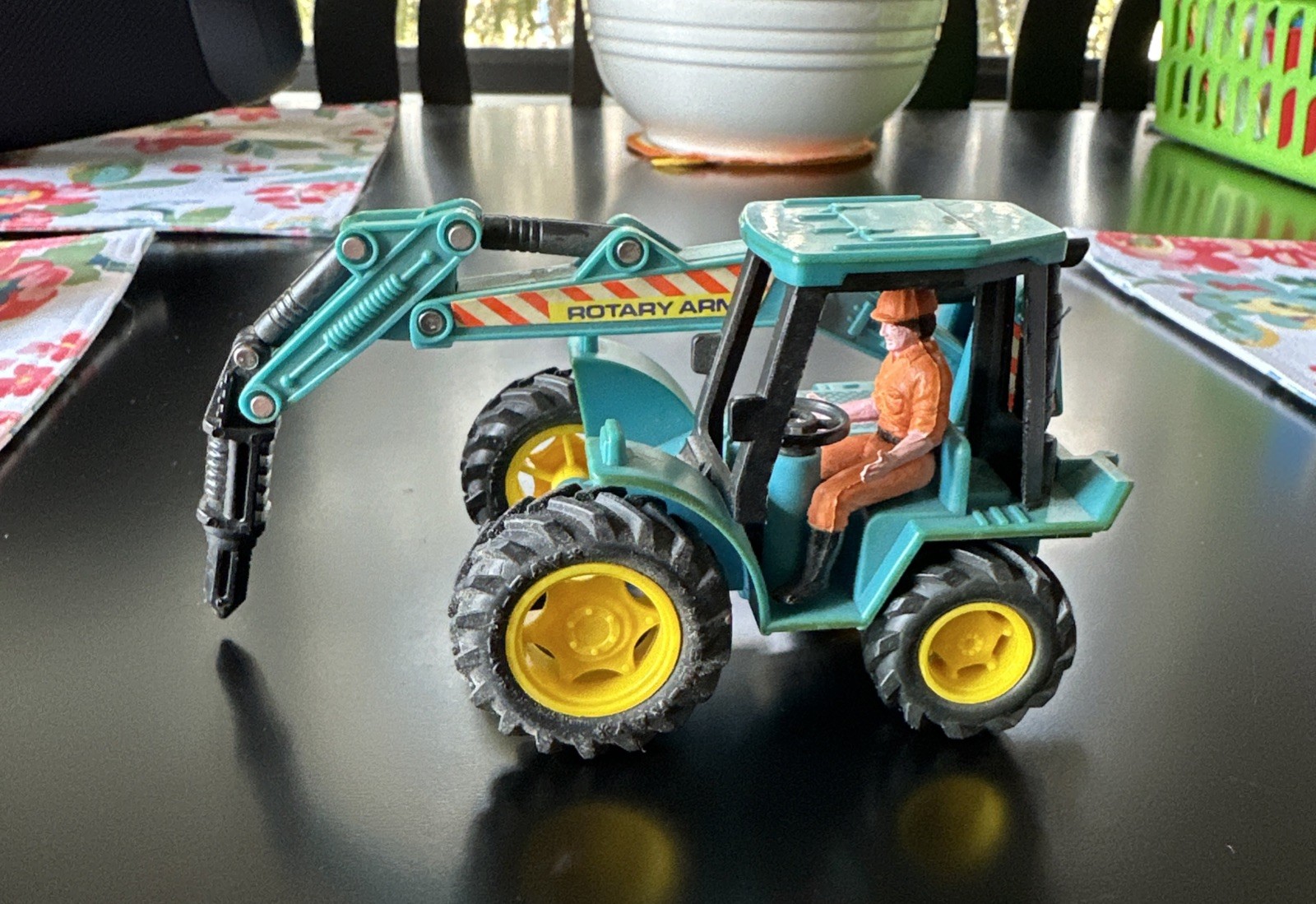 Rare Vintage New Ray Ltd Excavator With Drill Rotary Arm Plastic 5 3/4”