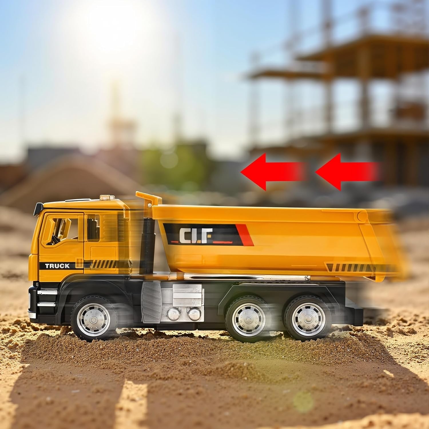 Dump Truck Toy Metal Diecast Pull Back Construction Vehicle Lights Sounds Boys