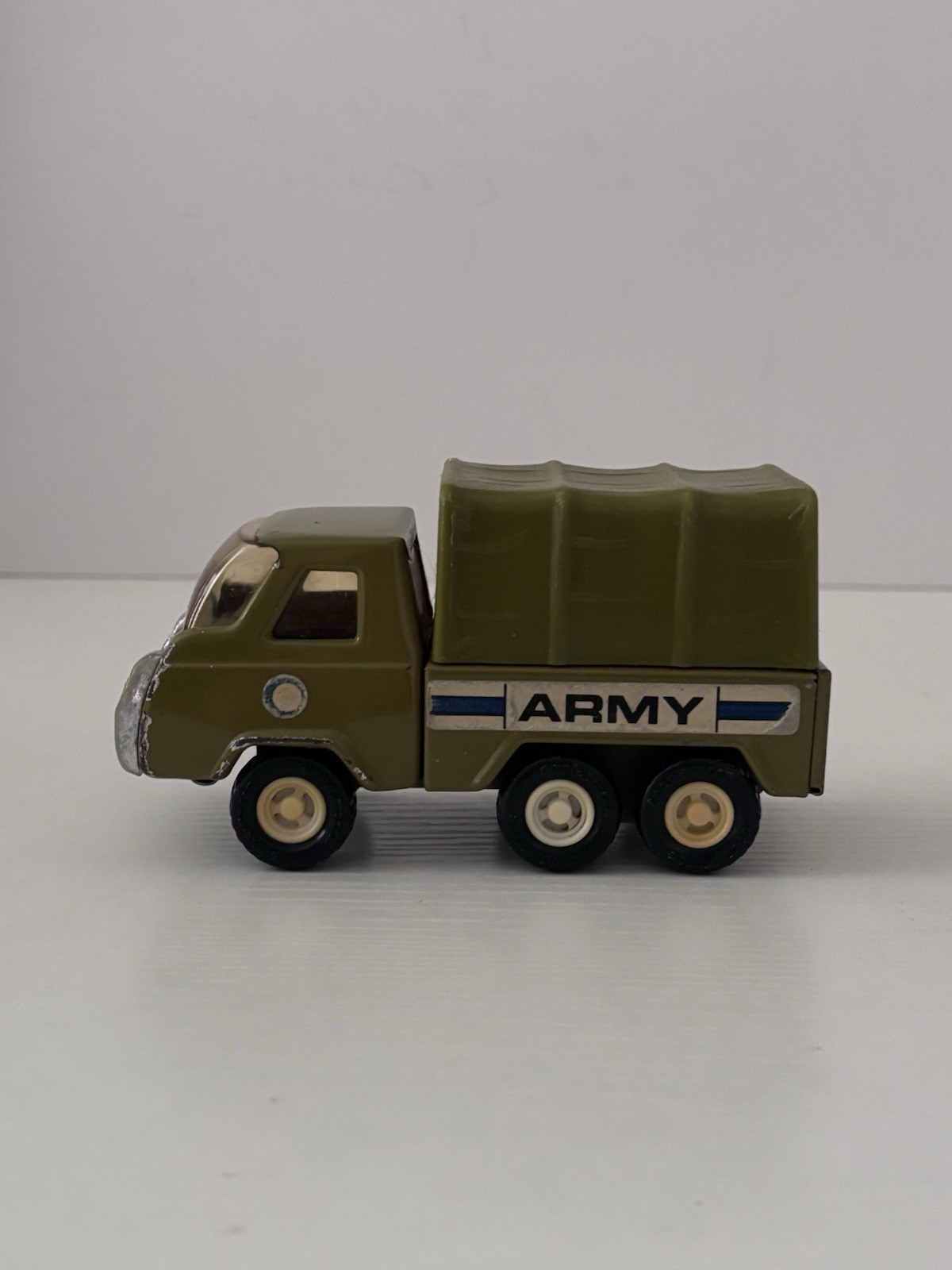 Vintage 1970s Buddy L Military Army Truck Hong Kong Toy Metal 5″