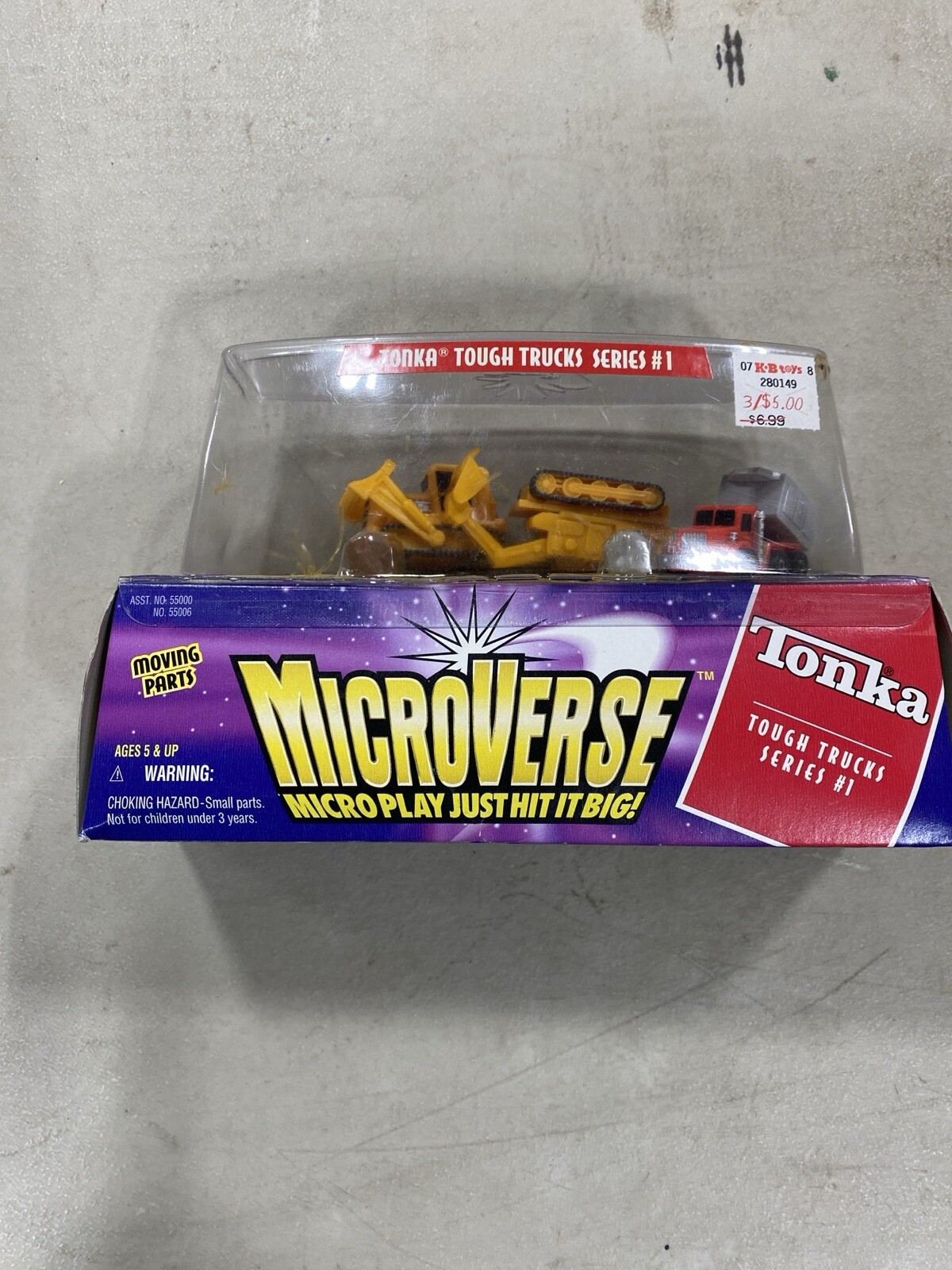 1996 Microverse Tonka Tough Trucks Series #1 Bulldozer Crane Dump Truck D31