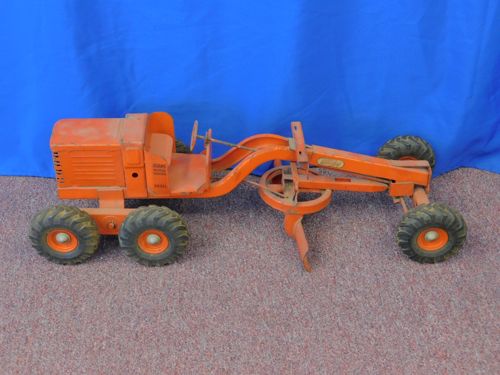 Vintage Doepke Pressed Steel Orange Road Grader Heavy Equipment
